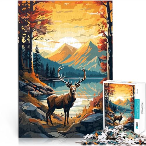 2000-Teile-Puzzle für Teenager Spielzeug-Intellektuelles Spiel Der Vintage Naturhirsch Wunschliste mit dem Weihnachtsmann70x100cm von LKASGCBY