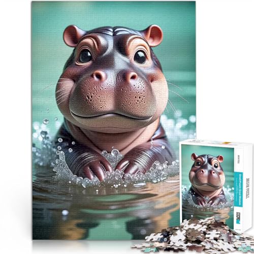 2000-Teile-Puzzle für Teenager Stressabbau-Spielzeug Niedliches Nilpferd im Wasser Angebot als Geschenk für die ganze Familie70x100cm von LKASGCBY