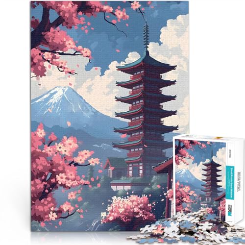 2000-teilige Puzzles für Erwachsene Denkspiel Japanische Pagode und Kirschblüten Geburtstagsgeschenk, Geschenke70x100cm von LKASGCBY