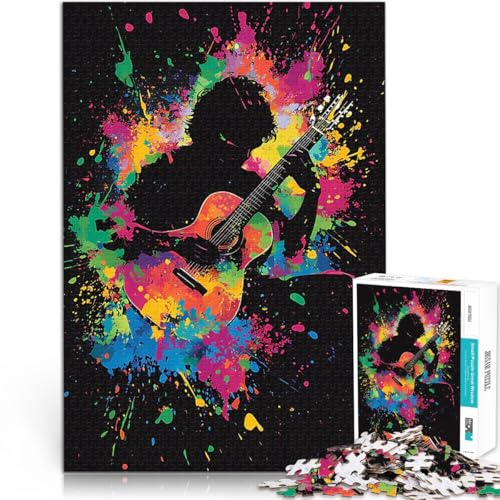 2000-teilige Puzzles für Erwachsene Herausforderndes Spiel Gitarrist im Splatter einzigartiges Herausforderungsspiel70x100cm von LKASGCBY