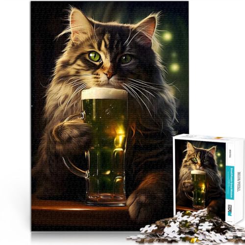 2000-teilige Puzzles für Erwachsene Lernspiel-Herausforderungsspielzeug Fantasy Katze Bierliebhaber Für Paare geeignet70x100cm von LKASGCBY