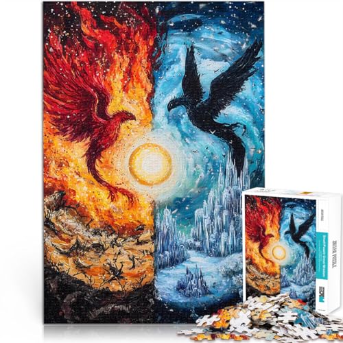 2000-teilige Puzzles für Erwachsene Lernspiel-Herausforderungsspielzeug Feuer- und Eisphönix Künstlersammlung, Bildende Kunst70x100cm von LKASGCBY