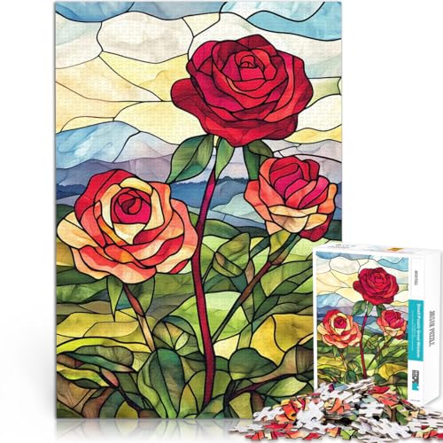 2000-teilige Puzzles für Erwachsene Lernspiele DIY Spielzeug Buntglasrosen eignet ganze Familie70x100cm von LKASGCBY
