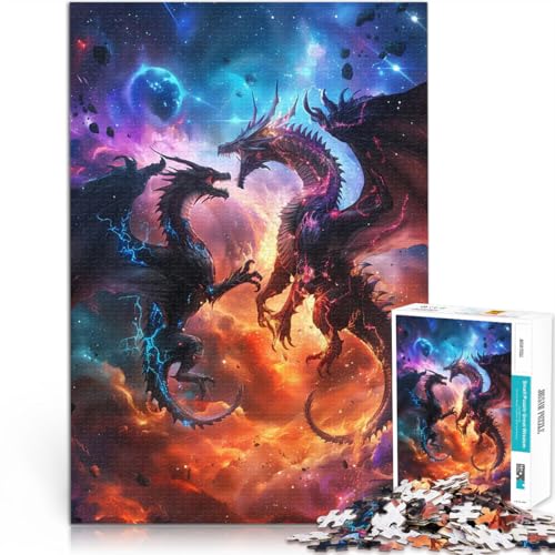 2000-teilige Puzzles für Erwachsene Quizspiel Drachenschlacht aus Feuer und EIS mit vollständig ineinander greifenden, zufällig geformten Teilen70x100cm von LKASGCBY