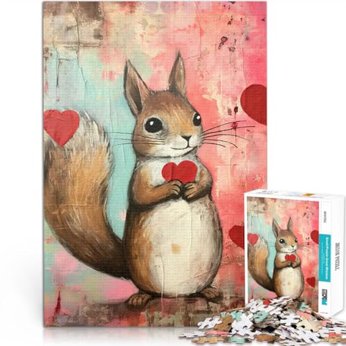 2000-teilige Puzzles für Erwachsene Quizspiel Valentinstag Eichhörnchen mit Herzen Geburtstagsgeschenk, Geschenke70x100cm von LKASGCBY