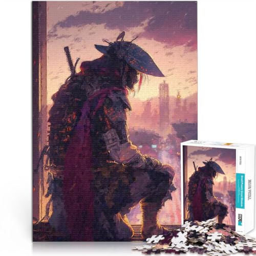 2000-teilige Puzzles für Teenager Dekomprimierendes intellektuelles Lernspielzeug Samurai bei Sonnenuntergang Kunstwerk Geschenk70x100cm von LKASGCBY
