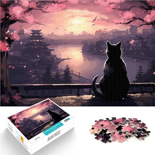 2000-teilige Puzzles für Teenager Quizspiel Die Mondnachtkatze Japan Jedes Stück ist einzigartig – Anspruchsvolles Familienspiel70x100cm von LKASGCBY