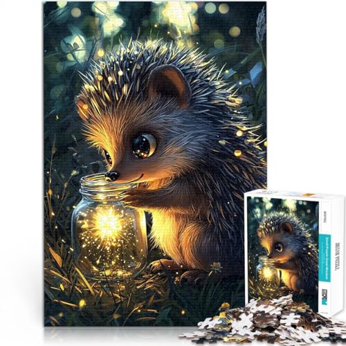 2000-teiliges Puzzle für Erwachsene Anspruchsvolles Spiel und Familienspaß Igel mit Glühwürmchenglas Geburtstagsgeschenk70x100cm von LKASGCBY
