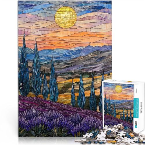 2000-teiliges Puzzle für Erwachsene Denkspiel Buntglas Sonnenuntergang Landschaft Künstlersammlung, Bildende Kunst70x100cm von LKASGCBY