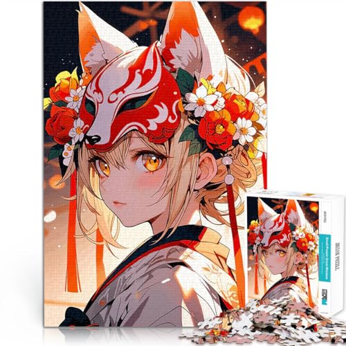 2000-teiliges Puzzle für Erwachsene Für Familienspaß Anime-Mädchen mit Fuchsmaske mit passendem Poster und Quizblatt70x100cm von LKASGCBY