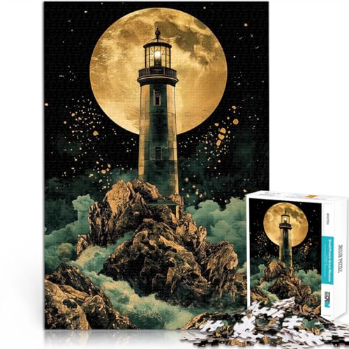 2000-teiliges Puzzle für Erwachsene Intellektuelles Spiel Leuchtturm unter Vollmond Geburtstagsgeschenk, Geschenke70x100cm von LKASGCBY