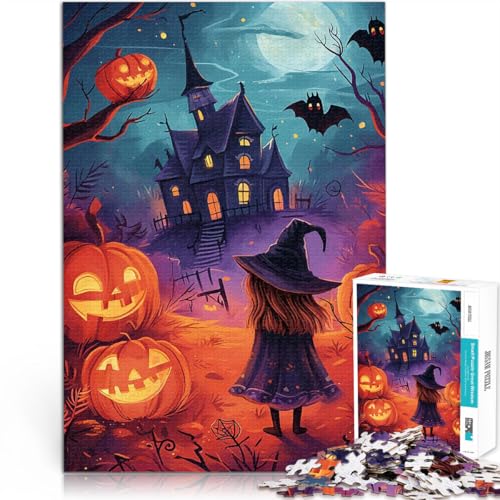 2000-teiliges Puzzle für Erwachsene Quizspiel Halloween Hexe und Spukhaus Jedes Stück ist einzigartig – Anspruchsvolles Familienspiel70x100cm von LKASGCBY