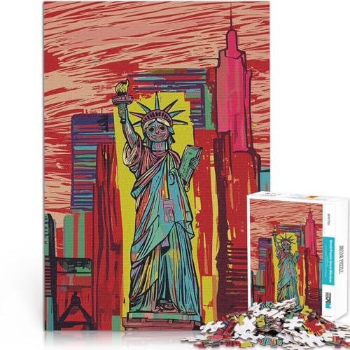 2000-teiliges Puzzle für Erwachsene Quizspiel Urban Art Freiheitsstatue NYC eignet ganze Familie70x100cm von LKASGCBY