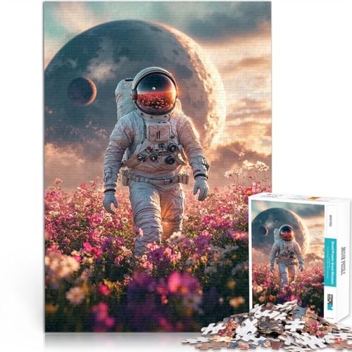 2000-teiliges Puzzle für Erwachsene Spielzeug Lernspiele Stressabbau Astronaut im Blumenfeld Geburtstagsgeschenk, Geschenke70x100cm von LKASGCBY