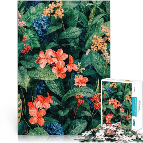 2000-teiliges Puzzle für Teenager Quizspiel Blumenmalerei mit bunten Blüten und Blättern einzigartiges Herausforderungsspiel70x100cm von LKASGCBY