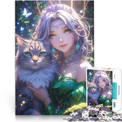 2000-teiliges Puzzle für Teenager Spielzeug Lernspiele Stressabbau Anime-Mädchen mit Katze Künstlersammlung, Bildende Kunst70x100cm von LKASGCBY