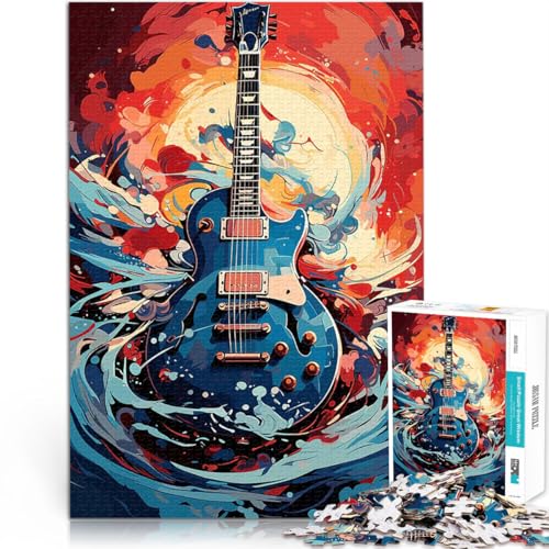 2000-teiliges Puzzle für Teenager Staycation: Zeit totschlagen Gitarren-Aquarell Wunschliste mit dem Weihnachtsmann70x100cm von LKASGCBY