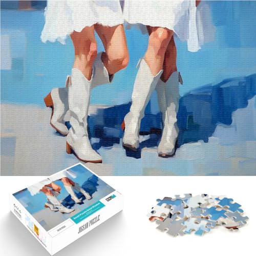 2000-teiliges Teenager-Puzzle Denkspiel Weiße Stiefel und Röcke Malerei, Cowgirl Dekor mit passendem Poster und Quizblatt70x100cm von LKASGCBY