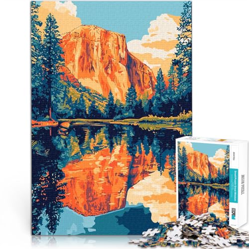 2000-teiliges Teenager-Puzzle Quizspiel Yosemite Sonnenuntergang Reflexionen Illustration Geburtstagsgeschenk, Geschenke, Wandkunst70x100cm von LKASGCBY