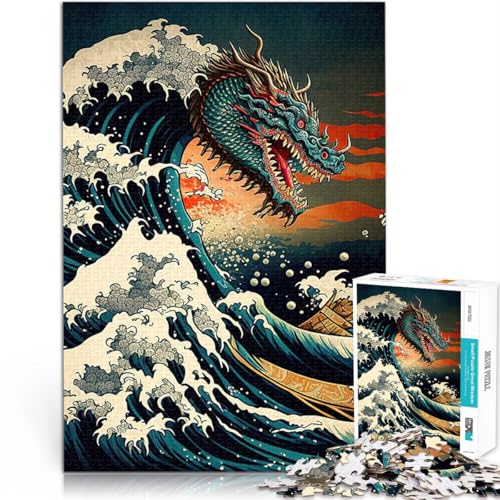 Puzzle 1000 Teile für Erwachsene Geschenke zum Suchbegriff: Herausfordernde Spiele Drache in Wellen Tolles Geschenk für Spiele75x50cm von LKASGCBY