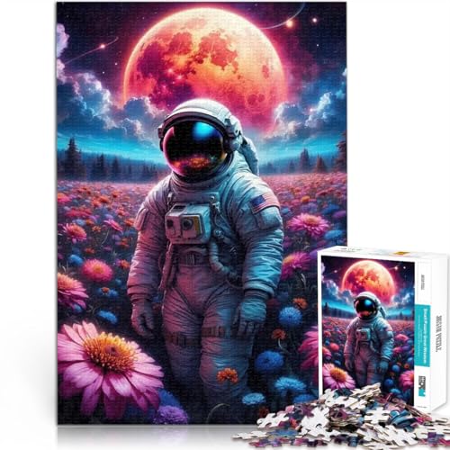 Puzzle 1000 Teile für Erwachsene Herausforderndes Spielspielzeug Astronauten-Blumenspiel Geburtstagsgeschenk, Geschenke38x26cm von LKASGCBY