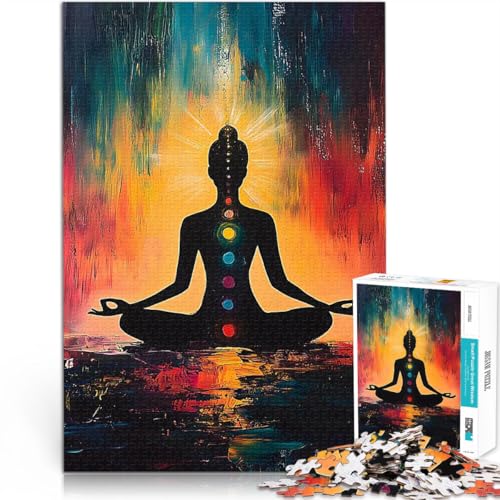 Puzzle 1000 Teile für Erwachsene Intellektuelles Spiel Chakra-Meditationsmalerei denn eignet ganze Familie38x26cm von LKASGCBY