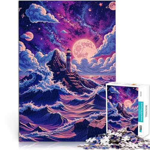 Puzzle 1000 Teile für Erwachsene Lernspiel-Herausforderungsspielzeug Leuchtfeuer unter kosmischem Himmel Geburtstagsgeschenke52x38cm von LKASGCBY