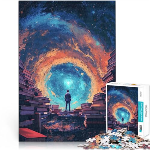 Puzzle 1000 Teile für Erwachsene Lernspiel-Herausforderungsspielzeug Surreales Universum der Bücher Gutes Geschenk75x50cm von LKASGCBY