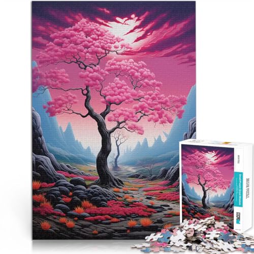 Puzzle 1000 Teile für Erwachsene Lernspiele DIY Spielzeug Einsamer Kirschblütenbaum Geburtstagsgeschenk, Geschenke38x26cm von LKASGCBY