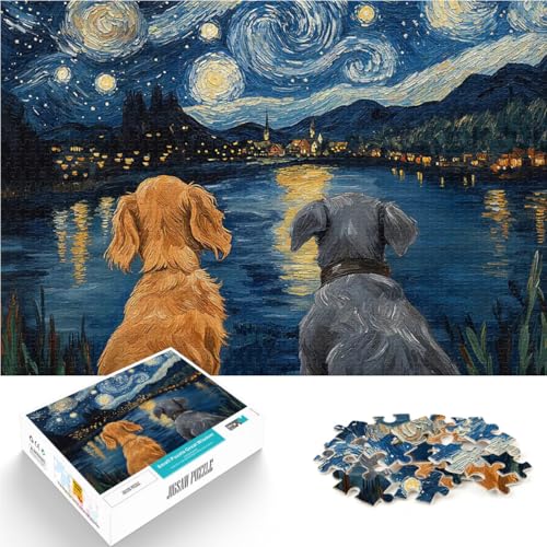 Puzzle 1000 Teile für Erwachsene Lernspiele DIY Spielzeug Hunde unter der Sternennacht Die Liebe zwischen Paaren stärken75x50cm von LKASGCBY