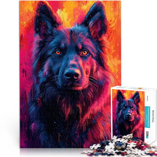 Puzzle 1000 Teile für Erwachsene Quizspiel Porträt eines Deutschen Schäferhund-Mix im Pop-Art-Stil einzigartiges Herausforderungsspiel52x38cm von LKASGCBY