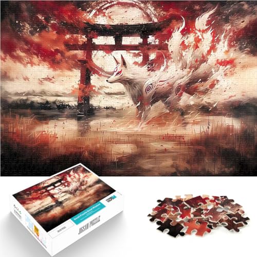 Puzzle 1000 Teile für Erwachsene Spiele Spielzeug Geschenk Kitsune Fox Torii-Tor Wanddekoration Einzigartige Geburtstags- und Weihnachtsgeschenke75x50cm von LKASGCBY