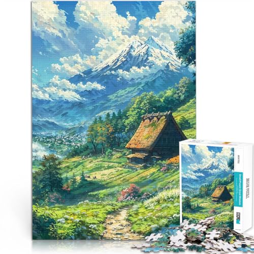 Puzzle 1000 Teile für Erwachsene Spielzeug Lernspiele Stressabbau Berghauslandschaft Geburtstagsgeschenk, Geschenke, Wandkunst38x26cm von LKASGCBY