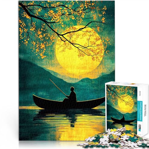 Puzzle 1000 Teile für Erwachsene für Lernspiel-Herausforderungsspielzeug Silhouette eines Fischers Tolle Geschenke und Spielzeuge75x50cm von LKASGCBY