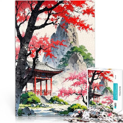 Puzzle 1000 Teile für Erwachsene pädagogische Herausforderung Japanische Gartenpagode Lernspiel für Geburtstag, Weihnachten75x50cm von LKASGCBY