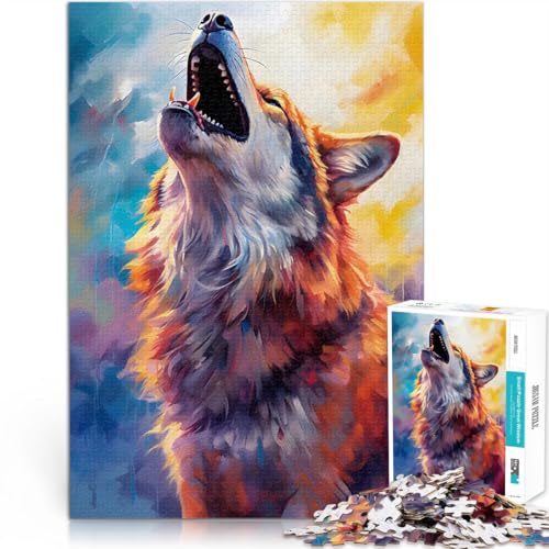 Puzzle 1000 Teile für Jugendliche Dekomprimierendes intellektuelles Lernspielzeug Wolfsnacht mit passendem Poster und Quizblatt38x26cm von LKASGCBY