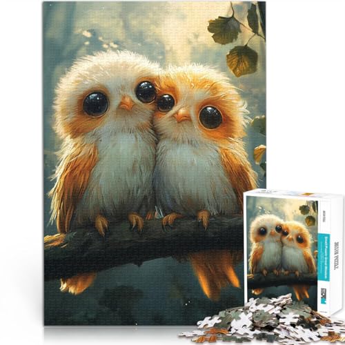 Puzzle 1000 Teile für Jugendliche Denksportaufgabe für Süßes Eulenpaar Wanddekoration Einzigartige Geburtstags- und Weihnachtsgeschenke38x26cm von LKASGCBY
