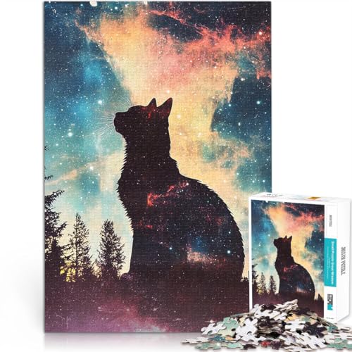 Puzzle 1000 Teile für Jugendliche Geschenke zum Suchbegriff: Herausfordernde Spiele Katze in der Galaxie Wohnkunstdekor75x50cm von LKASGCBY