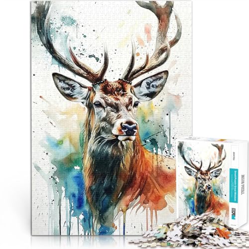 Puzzle 1000 Teile für Jugendliche Intellektuelles Spiel Hirsch Aquarell Tiere Lustige Aktivitäten für zu Hause, Geburtstagsgeschenk, Reisegeschenk,38x26cm Puzzle 1000 Teile für Jugendliche Intellektuelles Spiel Hirsch Aquarell Tiere Lustige Aktivitäten für zu Hause, Geburtstagsgeschenk, Reisegeschenk,38x26cm von LKASGCBY