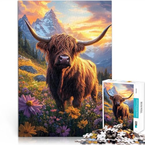 Puzzle 1000 Teile für Jugendliche Lernspiel-Herausforderungsspielzeug Sonnenuntergang über der Hochlandkuh Geburtstagsgeschenk75x50cm Puzzle 1000 Teile für Jugendliche Lernspiel-Herausforderungsspielzeug Sonnenuntergang über der Hochlandkuh Geburtstagsgeschenk75x50cm von LKASGCBY