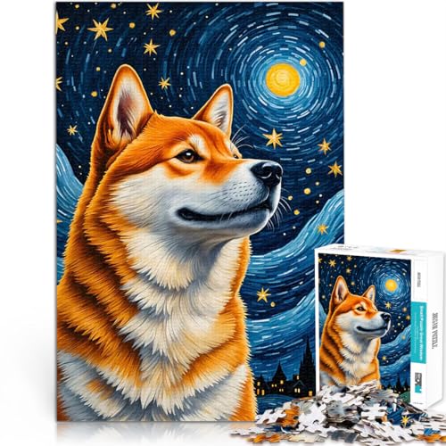 Puzzle 1000 Teile für Jugendliche Lernspiele DIY Spielzeug Shiba Inu Sternennacht denn eignet ganze Familie52x38cm von LKASGCBY