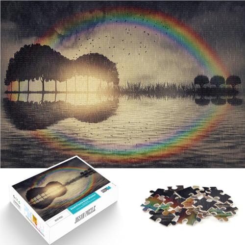 Puzzle 1000 Teile für Jugendliche Spielzeug Lernspiele Stressabbau Gitarreninsel über Regenbogen Wunschliste mit dem Weihnachtsmann38x26cm von LKASGCBY