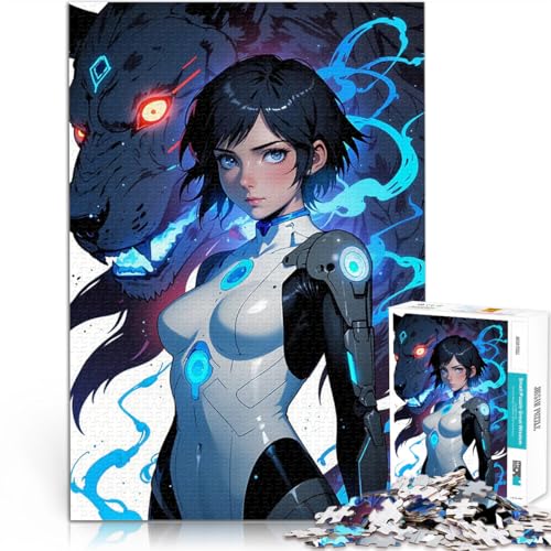 Puzzle 1000 Teile für Jugendliche Stressabbau Schwierige Herausforderung Anime-Mädchen mit Wolf Angebot als Geschenk für die ganze Familie75x50cm von LKASGCBY