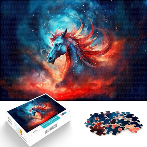 Puzzle 1000 Teile für Teenager Familienspiel für und Feuer- und Eispferd mit vollständig ineinander greifenden, zufällig geformten Teilen52x38cm von LKASGCBY