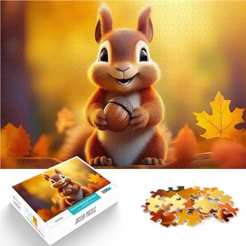 Puzzle 1000 Teile für Teenager Spielzeug Lernspiele Stressabbau Süßes und lustiges Eichhörnchen Lernspiel für Geburtstag, Weihnachten52x38cm von LKASGCBY