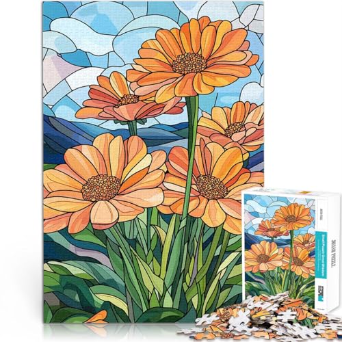Puzzle 2000 Teile für Erwachsene Pädagogisches Spielzeug zum Stressabbau Buntglasblumen Geeignet für die Schreibtischdekoration70x100cm von LKASGCBY