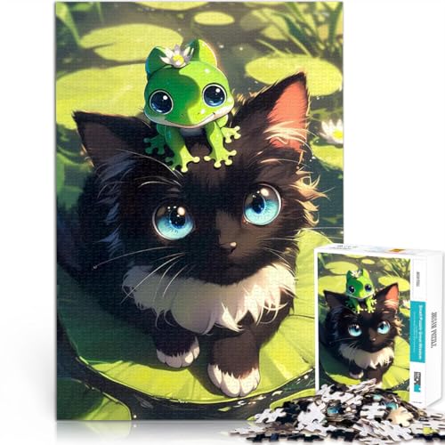 Puzzle 2000 Teile für Erwachsene Pädagogisches Spielzeug zum Stressabbau Frosch- und Katzenfreundschaft Geburtstagsgeschenk70x100cm von LKASGCBY