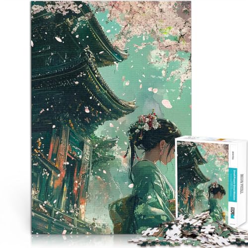 Puzzle 2000 Teile für Erwachsene Quizspiel Japanische Frau in Kirschblüten Wanddekoration Einzigartige Geburtstags- und Weihnachtsgeschenke70x100cm von LKASGCBY
