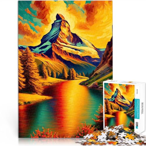 Puzzle 2000 Teile für Erwachsene Spielzeug Lernspiele Stressabbau Goldenes Matterhornglühen einzigartiges Herausforderungsspiel70x100cm von LKASGCBY