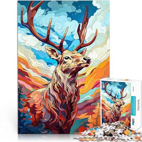 Puzzle 2000 Teile für Erwachsene Spielzeug Lernspiele Stressabbau Lebendiger Hochlandhirsch Geeignet für die Schreibtischdekoration70x100cm von LKASGCBY